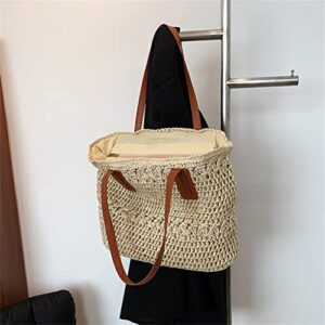 wykdd woven women’s tote bag summer beach large capacity tote purses and handbag travel shopping bag (color : d, size : 1)