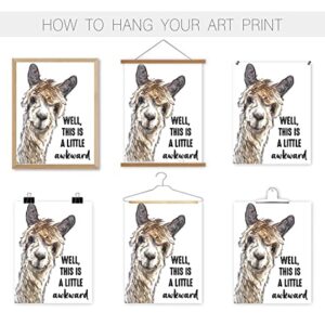 Funny Bathroom Decor Wall Art Cute Cow Llama Donkey Sheep Animal Artwork Inspirational Farmhouse Home Wall Decor Pictures Prints for Bathroom Restroom Nursery Kids Boy Room ,(4PCS, 8"x10", Unframed)