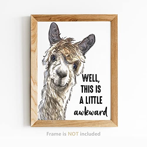 Funny Bathroom Decor Wall Art Cute Cow Llama Donkey Sheep Animal Artwork Inspirational Farmhouse Home Wall Decor Pictures Prints for Bathroom Restroom Nursery Kids Boy Room ,(4PCS, 8"x10", Unframed)