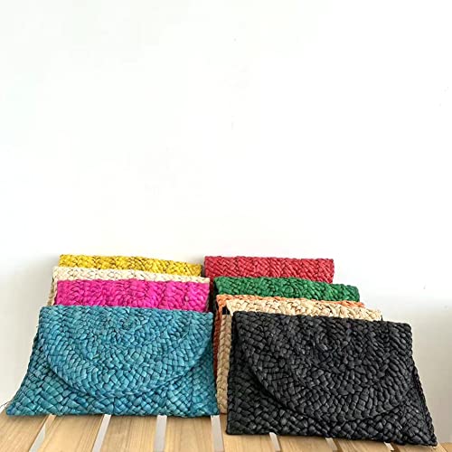 Solyinne Womens Woven Straw Clutch Bags Straw Bag Satchel Purses Shoulder Bag Woven Envelope Wallet Summer Evening Bags