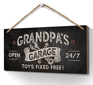 grandpa gifts,grandpa’s garage toys fixed for free sign 6×12 inch vintage garage wall decor garage signs gifts for papa,papaw,dad,woodworking, woodturning, cabinet maker, mechanic