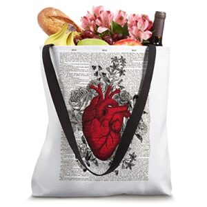 Red Anatomical Flowers rose Heart Design nurse clinic Tote Bag