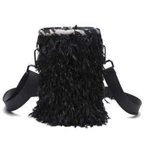 mikahki small crossbody bags for women, fashion black cell phone purse, teen girls brown wallet purse handbags, mini bucket cross body bag