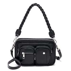acuario small crossbody bags for women-pu leather handbag shoulder strap bags purses (22165-black)