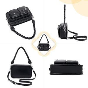 ACUARIO Small Crossbody Bags for Women-PU Leather Handbag Shoulder Strap Bags Purses (22165-Black)