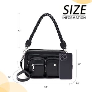 ACUARIO Small Crossbody Bags for Women-PU Leather Handbag Shoulder Strap Bags Purses (22165-Black)