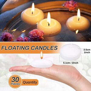 2 Inches White Floating Candles for Centerpieces, 30 Pack Smokeless & Dripless Floating Candles, Water Candles Floating for Vases, Centerpieces at Wedding, Party, Pool, Special Occasions