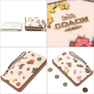 COACH (C9957 Long Zip Around Wallet in Spaced Floral Field Print Chalk Multi