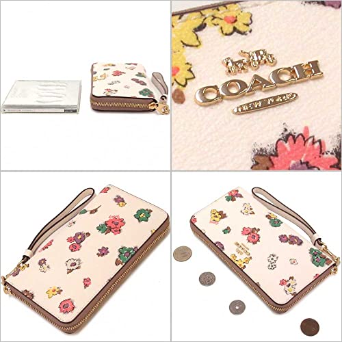 COACH (C9957 Long Zip Around Wallet in Spaced Floral Field Print Chalk Multi