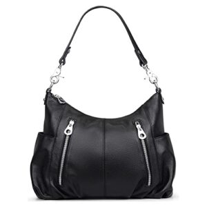 heshe women’s leather purses and handbags shoulder bag tote top handle bags designer cross body satchel (black-h002)