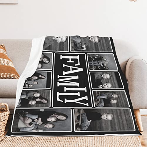 HYHSJY Custom Blankets with Photos, Personalized Throw Blankets with Family Pictures, Making Memories Souvenir Throw Blanket with Family Photos,Birthday Gift for Family Mom Dad Adult Kid