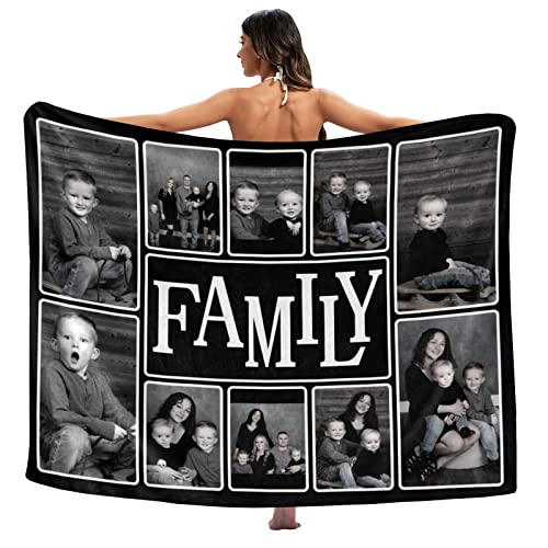 HYHSJY Custom Blankets with Photos, Personalized Throw Blankets with Family Pictures, Making Memories Souvenir Throw Blanket with Family Photos,Birthday Gift for Family Mom Dad Adult Kid