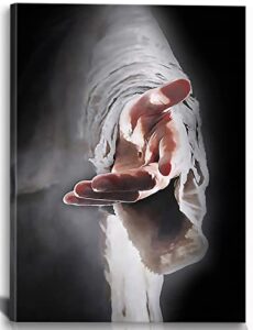 jesus religion with framed canvas wall art give me your hand god christian wall art jesus poster pictures wall art christian wall decor prayer room bedroom living room ready to hang 12 “x16”