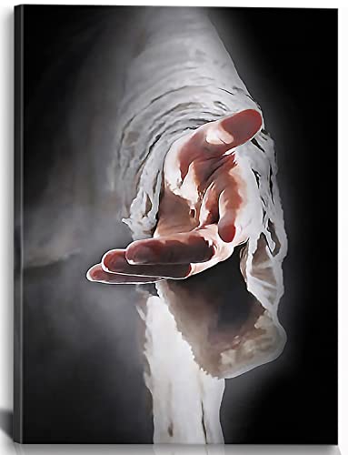 Jesus Religion With Framed Canvas Wall Art Give Me Your Hand God Christian Wall Art Jesus Poster Pictures Wall Art Christian Wall Decor Prayer Room Bedroom Living Room Ready to Hang 12 "x16"