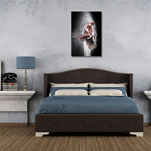 Jesus Religion With Framed Canvas Wall Art Give Me Your Hand God Christian Wall Art Jesus Poster Pictures Wall Art Christian Wall Decor Prayer Room Bedroom Living Room Ready to Hang 12 "x16"