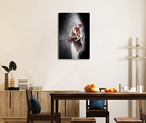 Jesus Religion With Framed Canvas Wall Art Give Me Your Hand God Christian Wall Art Jesus Poster Pictures Wall Art Christian Wall Decor Prayer Room Bedroom Living Room Ready to Hang 12 "x16"