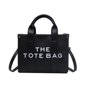 negbiu tote bags for women, leather mini tote bag with zipper, shoulder/crossbody/handbag（10.2 * 7.8 * 3.5in (black)