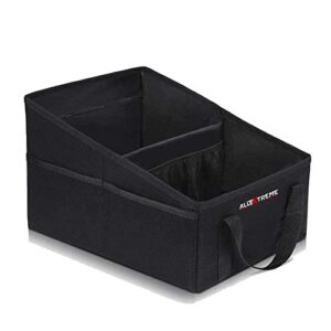 trunk organizer backseat large anti-slip multi-compartment foldable storage utility tool space saver bag for cars, suvs & trucks, black (ex-it-05)