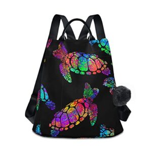 zoeo anti theft backpack turtle mandala color women large fashion travel shoulder bag purse rucksack lightweight