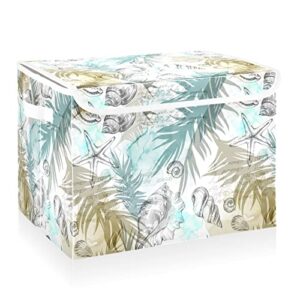 cataku watercolor tropical storage bins with lids fabric large storage container cube basket with handle decorative storage boxes for organizing clothes shelves