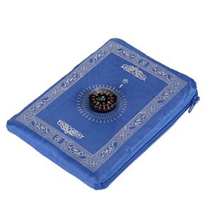 Nirelief Prayer Mat Portable Carpet Ramadan Gifts Muslim Prayer Rug Islamic Muslim Praying Mat Carpet Blanket Pocket Portable Print with Compass Bag for Travel Home Blue