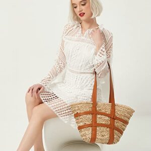 Womens Woven Tote Bag Straw Clutch Bags Big Size Straw Bag Bowknot Handbag Satchel Purses