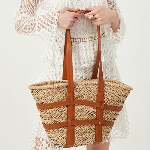 Womens Woven Tote Bag Straw Clutch Bags Big Size Straw Bag Bowknot Handbag Satchel Purses