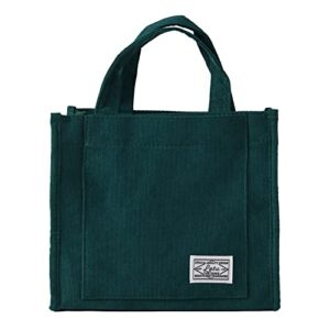 women small satchel bag corduroy tote bag stylish hobo bag crossbody bag casual mini travel handbags (dark green)