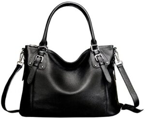 heshe women’s leather purses and handbags shoulder bag tote top handle bags designer cross body satchel (black-r024)