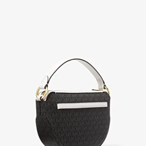 Michael Kors Emilia Half Moon Medium Shoulder Bag Logo Crossbody Black Multi White