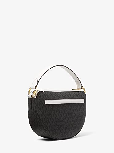 Michael Kors Emilia Half Moon Medium Shoulder Bag Logo Crossbody Black Multi White