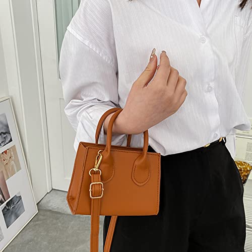 Crossbody Bags For Women,Fashion Women Leather Mini Shoulder Messenger Bag Top-handle Handbag Tote Phone Holder Female Satchel Small Purse, Light Brown