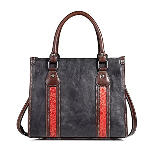 WYKDD Ladies Handbags Vintage Tote Bags Ladies Shopping Crossbody Bags (Color : Black, Size : 27cm*12cm*23cm)