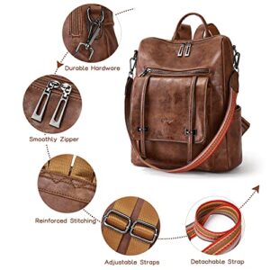 OPAGE Backpack Purse for Women Leather Backpack Purse Travel Backpack Fashion Designer Ladies Shoulder Bags With Wristlets