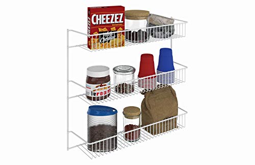 ClosetMaid 8279 24-Inch Wide Laundry Utility Hanger Shelf , White & 3-Tier Hanging Wall Mounted Metal Rack for Spices, Shelf Storage, Pantry Organization, Laundry, Kitchen, Bathroom, White, 8022