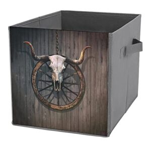 vintage bull skull collapsible storage bins basics folding fabric storage cubes organizer boxes with handles