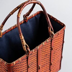 Womens Woven Bamboo Tote Bag Straw Clutch Bags Big Size Straw Bag Satchel Purses