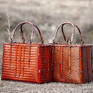 Womens Woven Bamboo Tote Bag Straw Clutch Bags Big Size Straw Bag Satchel Purses