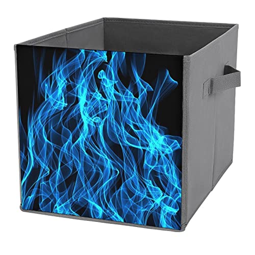 Blue Flame Fire Collapsible Storage Bins Basics Folding Fabric Storage Cubes Organizer Boxes with Handles