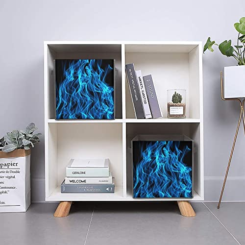 Blue Flame Fire Collapsible Storage Bins Basics Folding Fabric Storage Cubes Organizer Boxes with Handles