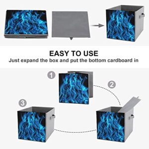 Blue Flame Fire Collapsible Storage Bins Basics Folding Fabric Storage Cubes Organizer Boxes with Handles