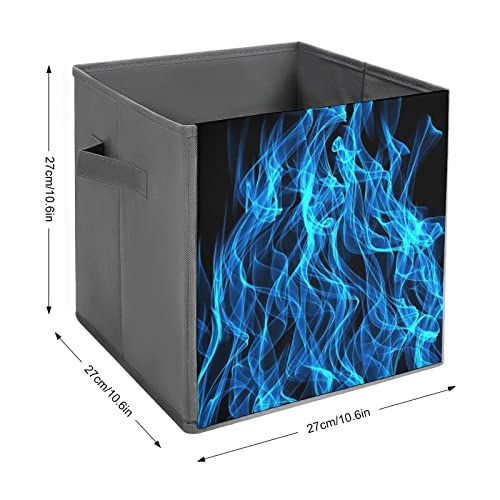 Blue Flame Fire Collapsible Storage Bins Basics Folding Fabric Storage Cubes Organizer Boxes with Handles