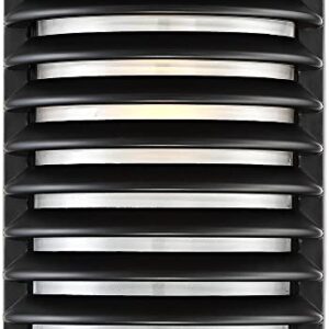 John Timberland Mid Century Modern Wall Light Sconce Black Hardwired 7 1/2" Fixture Slat Grid Metal Frosted Glass for Bedroom Bathroom Vanity Reading Living Room Hallway House Home Decor