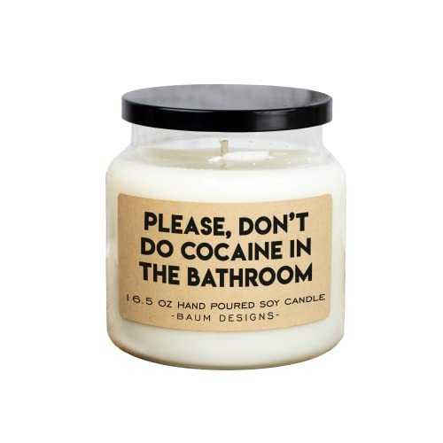 Please Don't Do Cocaine in The Bathroom 16.5oz Soy Candle (Frosted Gingerbread)