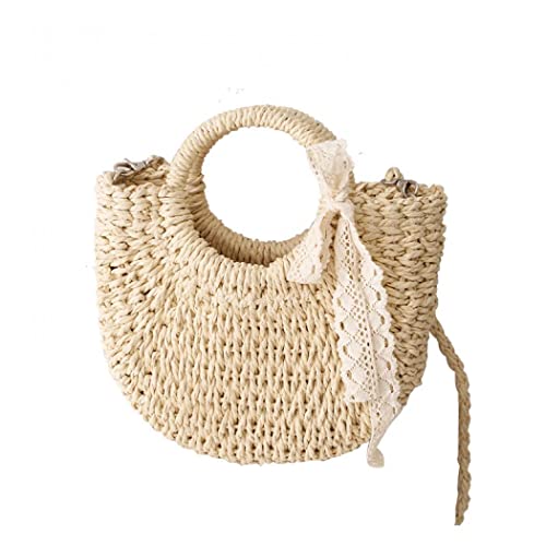 Gets Handwoven Rattan Bag for Women Cross Body Bohemian Straw Bag Vintage Weave Tote Summer Beach Carrying Shoulder Bag(781861 Beige)