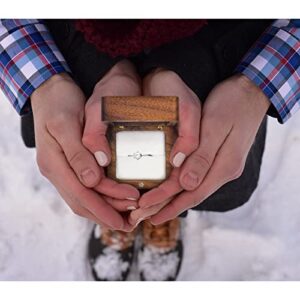 WisePoint Personalized Wooden Ring Box, Mini Engagement Ring Holder Box with Single Slot, Square Wedding Ring Box for Ring, Elegant and Retro Ring Holder Box for Wedding, Ceremony (white)