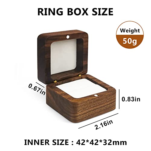 WisePoint Personalized Wooden Ring Box, Mini Engagement Ring Holder Box with Single Slot, Square Wedding Ring Box for Ring, Elegant and Retro Ring Holder Box for Wedding, Ceremony (white)