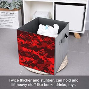 Red Camouflage Collapsible Storage Bins Basics Folding Fabric Storage Cubes Organizer Boxes with Handles