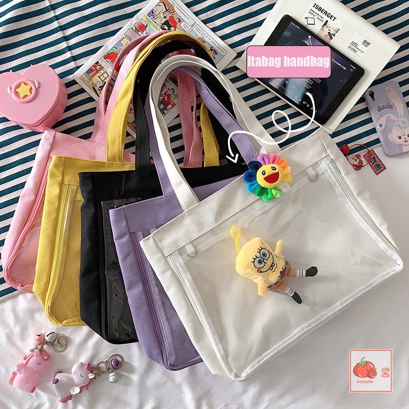 Ita Bag Ita Tote Bag Shoulder Bag Purse Anime School Bag DIY, Cosplay,Comic Con, Kawaii Clear Bag (Only Bag,Pink)