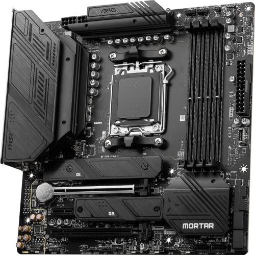 MSI MAG B650M Mortar WiFi Gaming Motherboard (AMD AM5, mATX, DDR5, PCIe 4.0, M.2, SATA 6Gb/s, USB 3.2 Gen 2, HDMI/DP, Wi-Fi 6E, AMD Ryzen 7000 Series Desktop Processors)